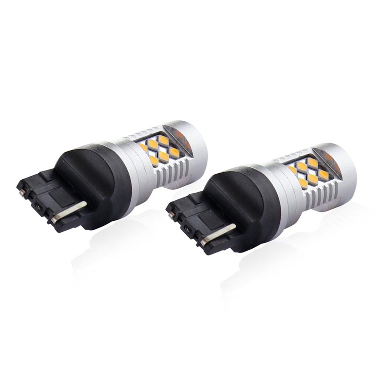 Set Becuri Auto Cu Led Canbus, 3030, 24Smd, Compatibil T20, 7440, Wy21W, Portocaliu, 12V / 24V, Destinat Competitiilor Auto Sau Off-Road