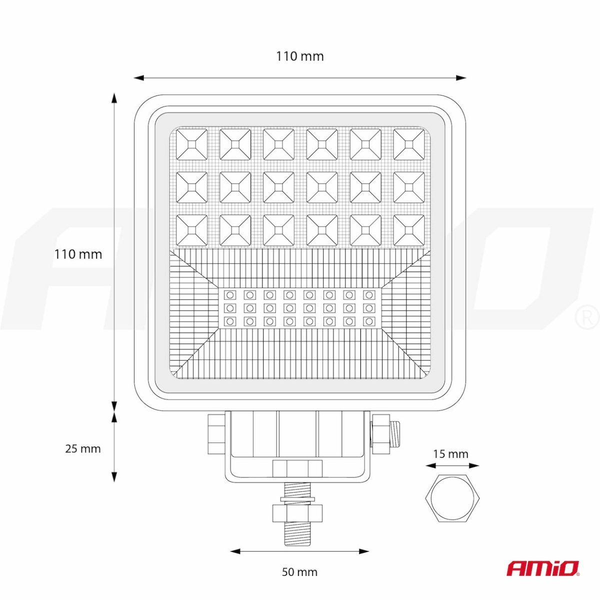 Proiector Led Pentru Off-Road, Atv, Ssv, 110 X 110 Mm - Imagine 13