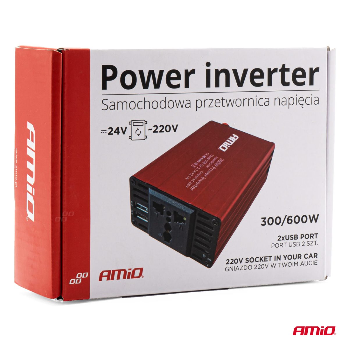 Convertor De Tensiune 24V -&Gt; 230V, 300W/600W, 2 X Usb 5V