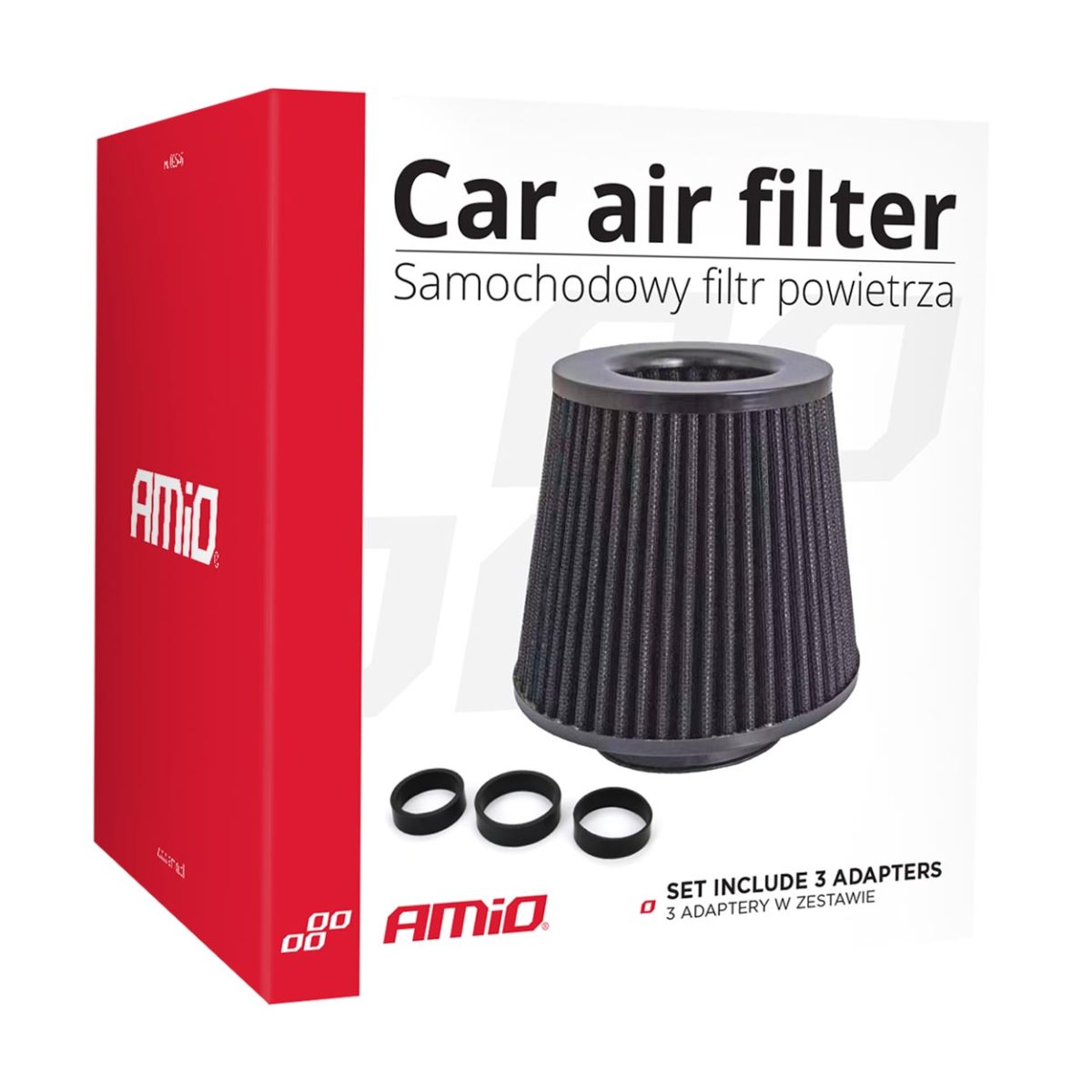 Filtru De Aer Conic Negru Cu 3 Adaptoare
