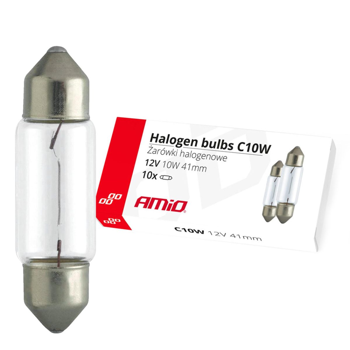 Set 10 Becuri Cu Halogen C10W Festoon, 41Mm, 12V