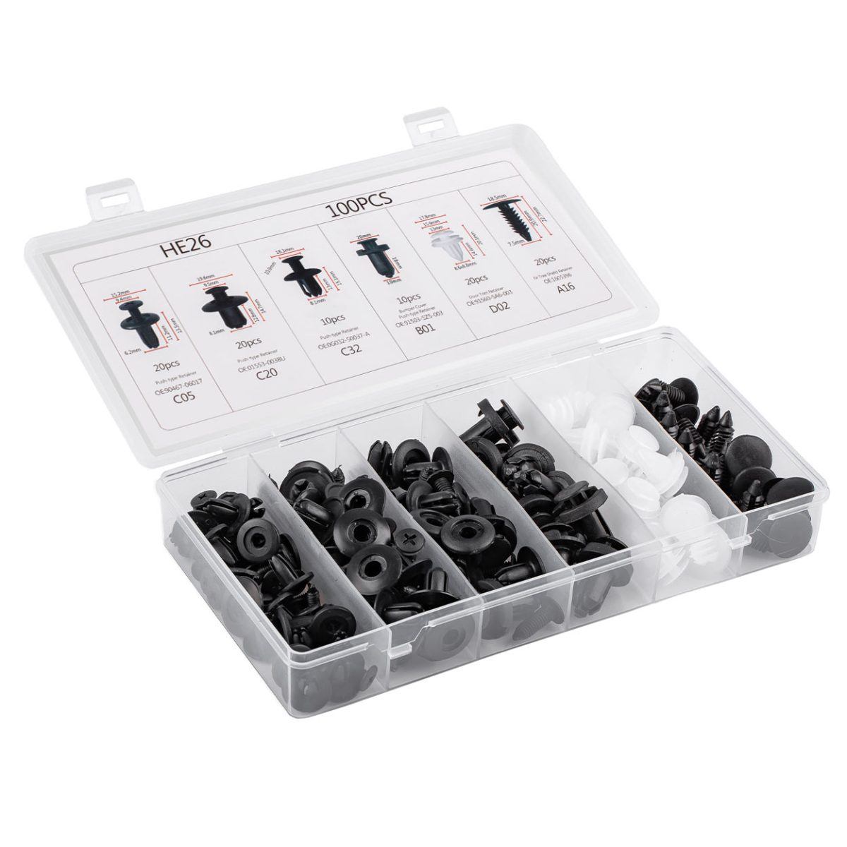 Set Cleme - Clipsuri Reconditionare Auto, 100 Piese, Diferite Modele