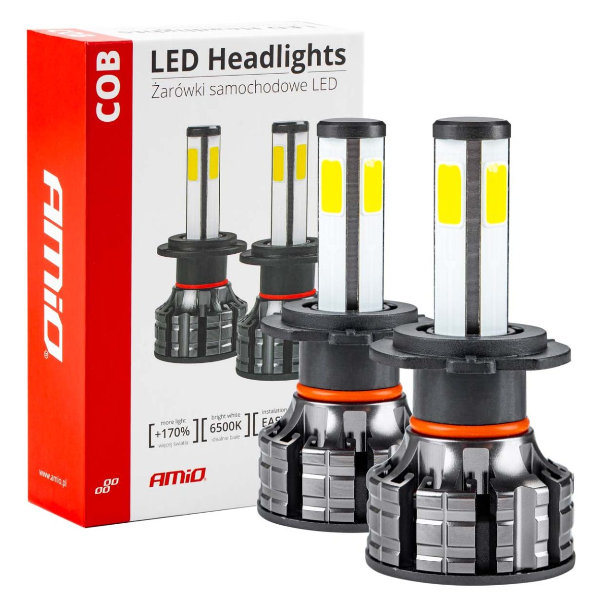 Instalatie Led Cob 2Side Amio, Compatibil H7, Destinat Competitiilor Auto Sau Off-Road