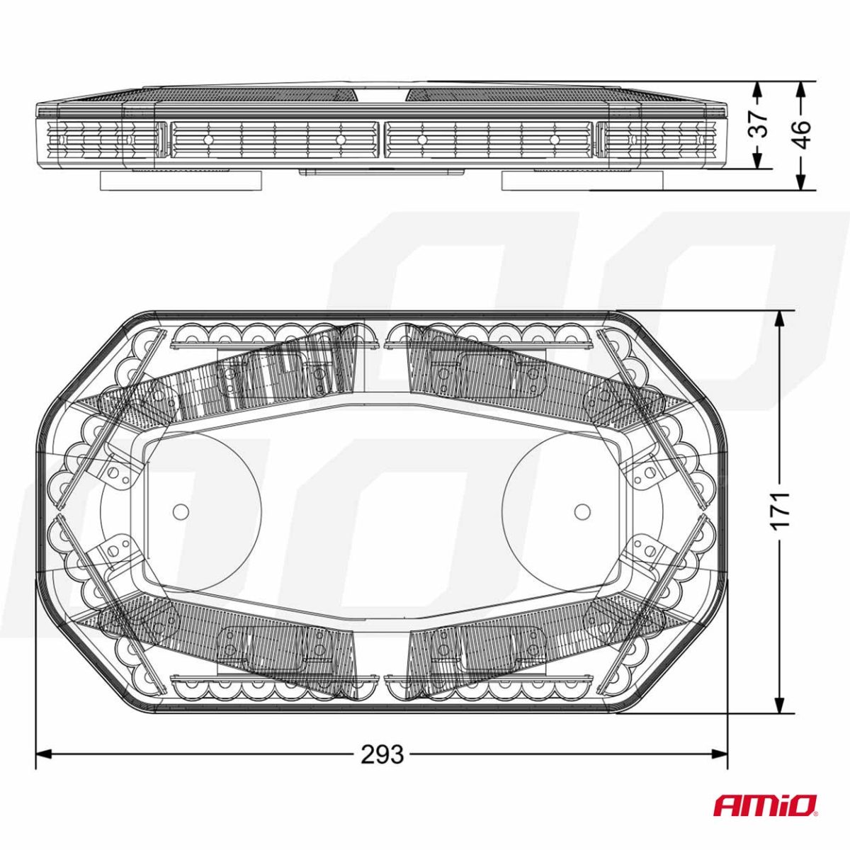 Rampa Luminoasa Girofar, 12/24V, 48 Led-Uri, Protectie Ip56