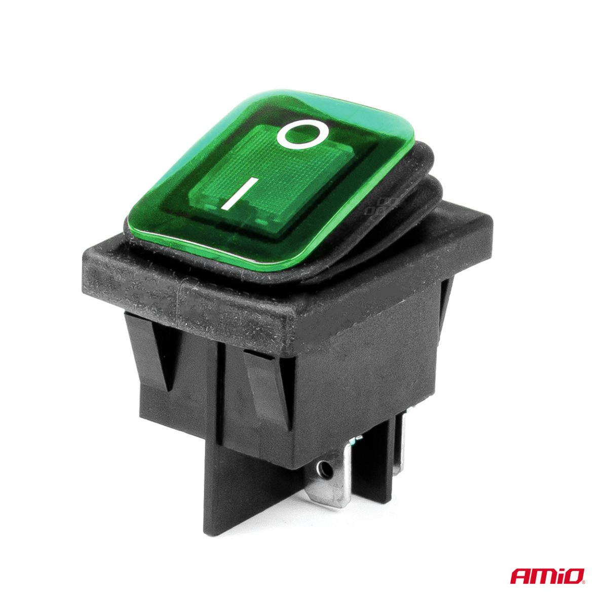 Intrerupator On/Off, 12/24V, Dreptunghiular, Waterproof, Iluminat Culoare Verde, Destinatie Auto, Utilitare, Off-Road, Atv, Ssv, Quad