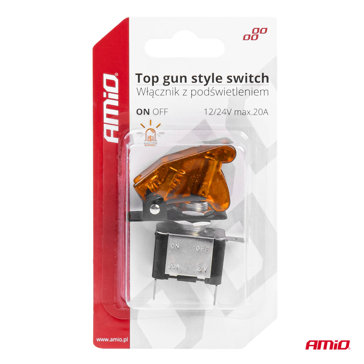 03094_05-3.jpg Comutator iluminat (intrerupator) cu protectie, destinatie auto, moto, ATV, SSV, Off-Road, model "TOP GUN", tensiune 12V - 24V, culoare Orange - imagine 5