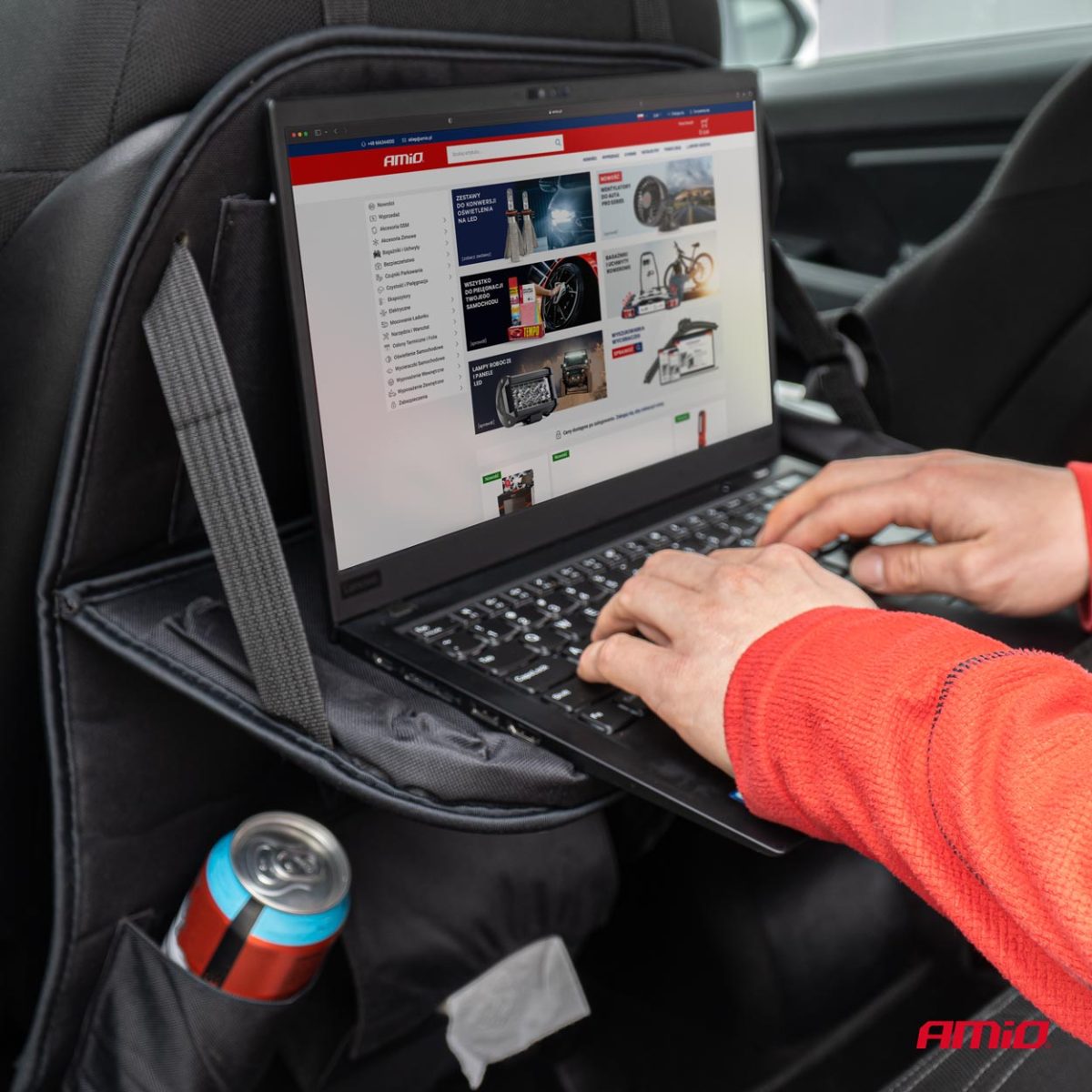 Organizator Auto Cu Masa Rabatabila, Montaj Pe Spatarul Scaunului