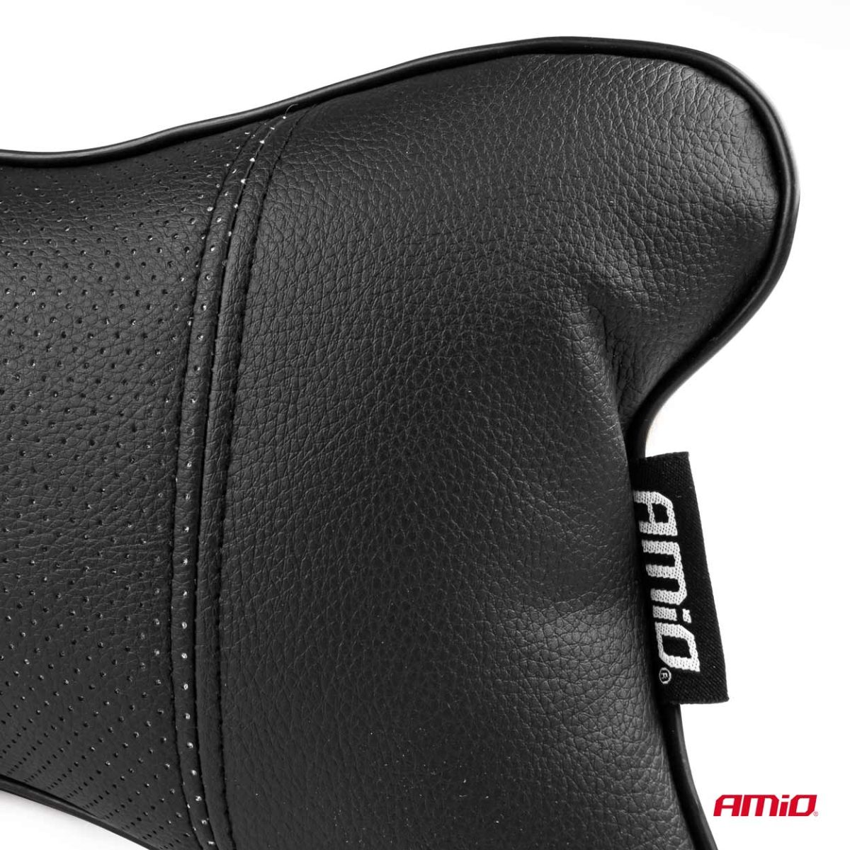 Set 2 Perne Pentru Tetiere Auto, Marca Amio, Pentru Sustinere Gat Din Piele Ecologica, Culoare Negru
