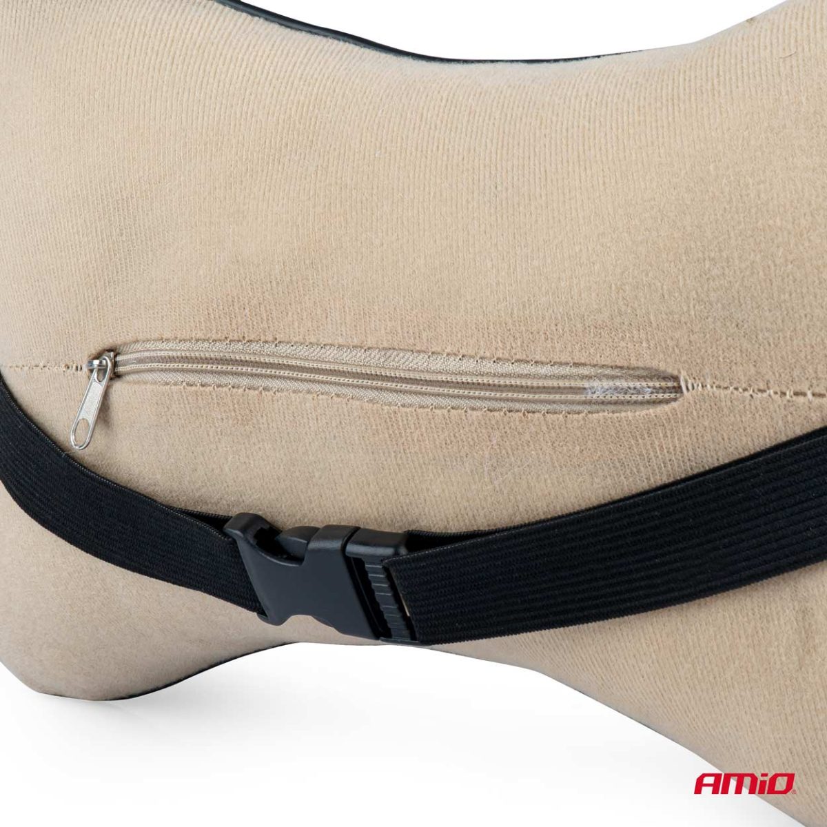 Set 2 Perne Pentru Tetiere Auto, Marca Amio, Pentru Sustinere Gat Din Piele Ecologica, Culoare Negru
