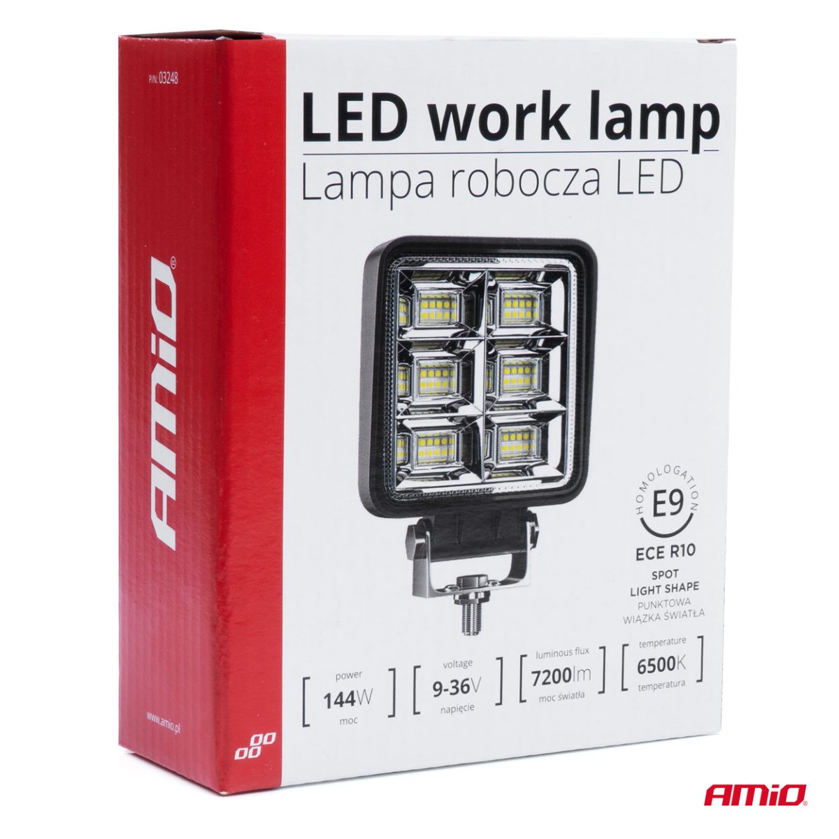 Proiector Led Pentru Off-Road, Atv, Ssv, Putere 144W, Culoare 6500K, Tensiune 9-36V, Dimensiuni 110 X 110 X 35 Mm