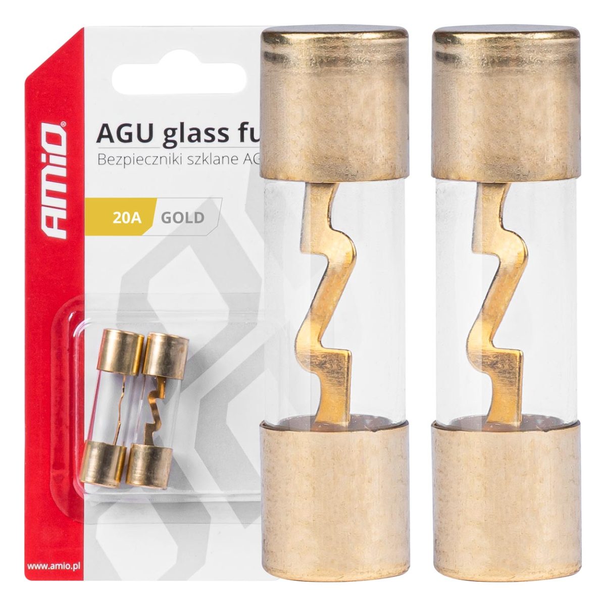 Set 2 Sigurante Din Sticla Tip Agu, Contacte Aurite, 20A