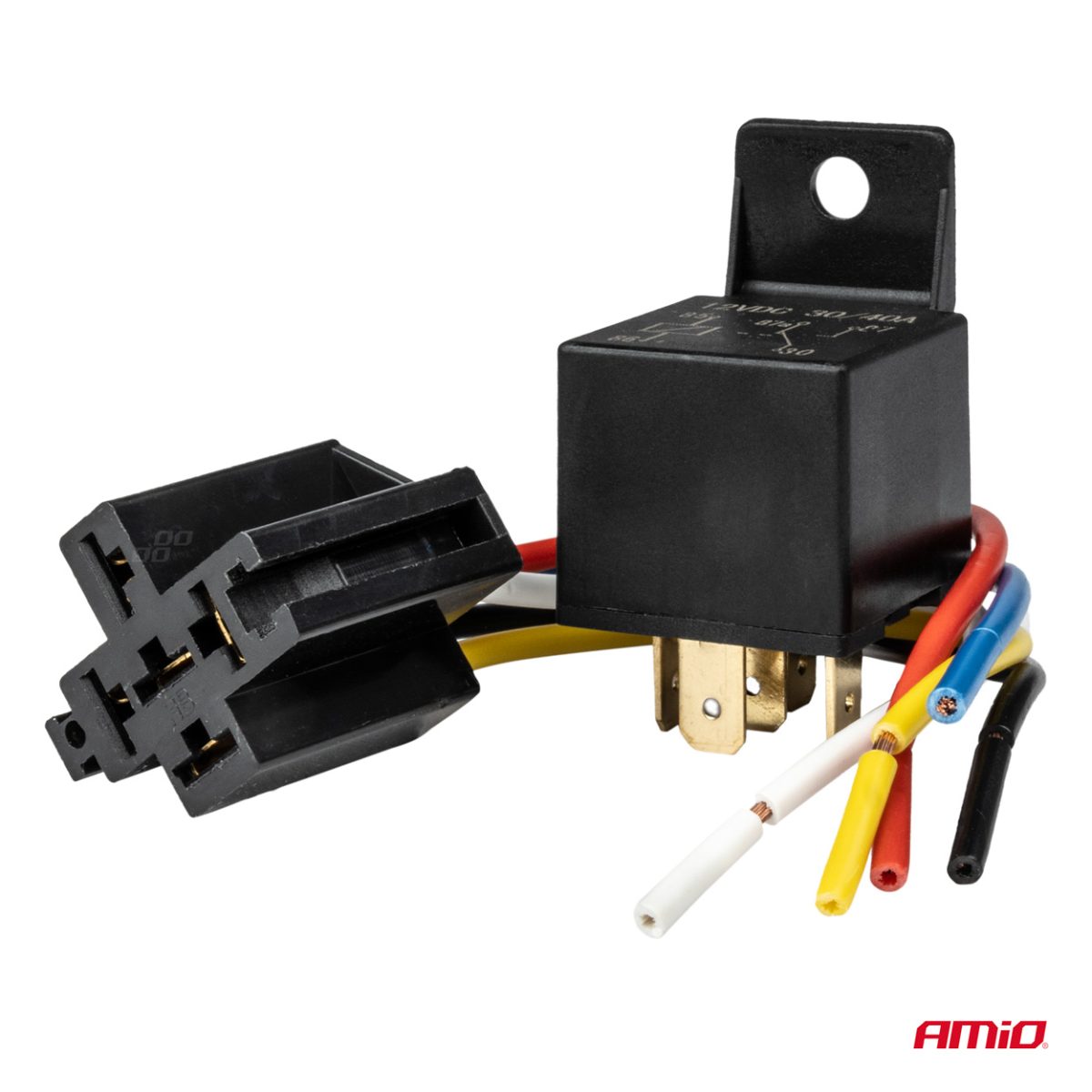 Releu Auto Cu 5 Pini, 12V, 40A + Mufa Releu Cu Cabluri