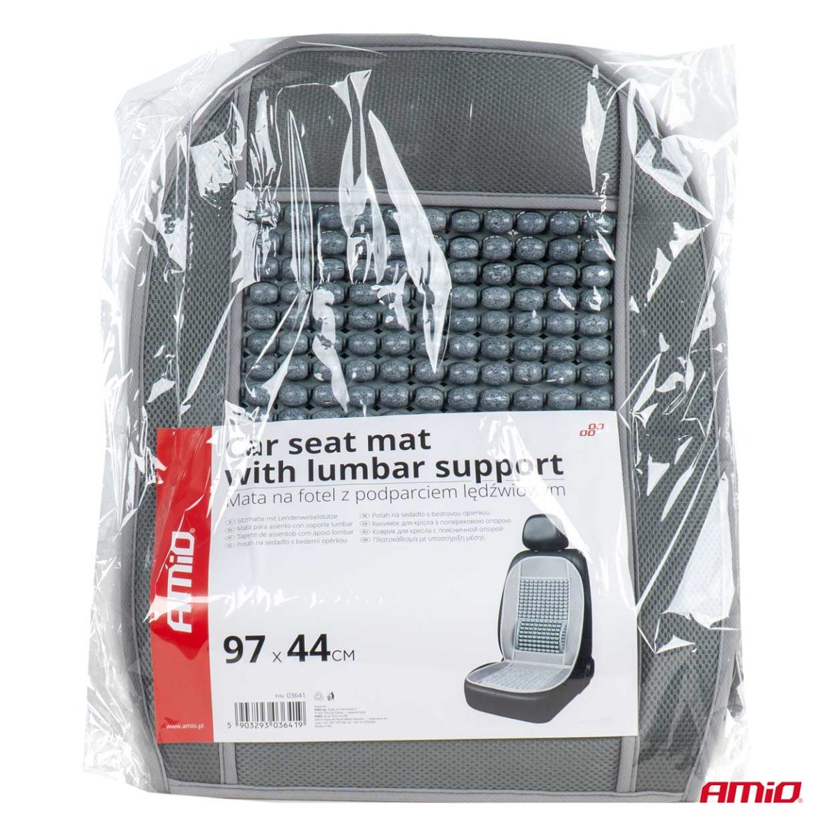 Husa Scaun Auto Cu Bile De Masaj Si Suport Lombar, Dimensiuni 97 X 44 Cm, Culoare Gri