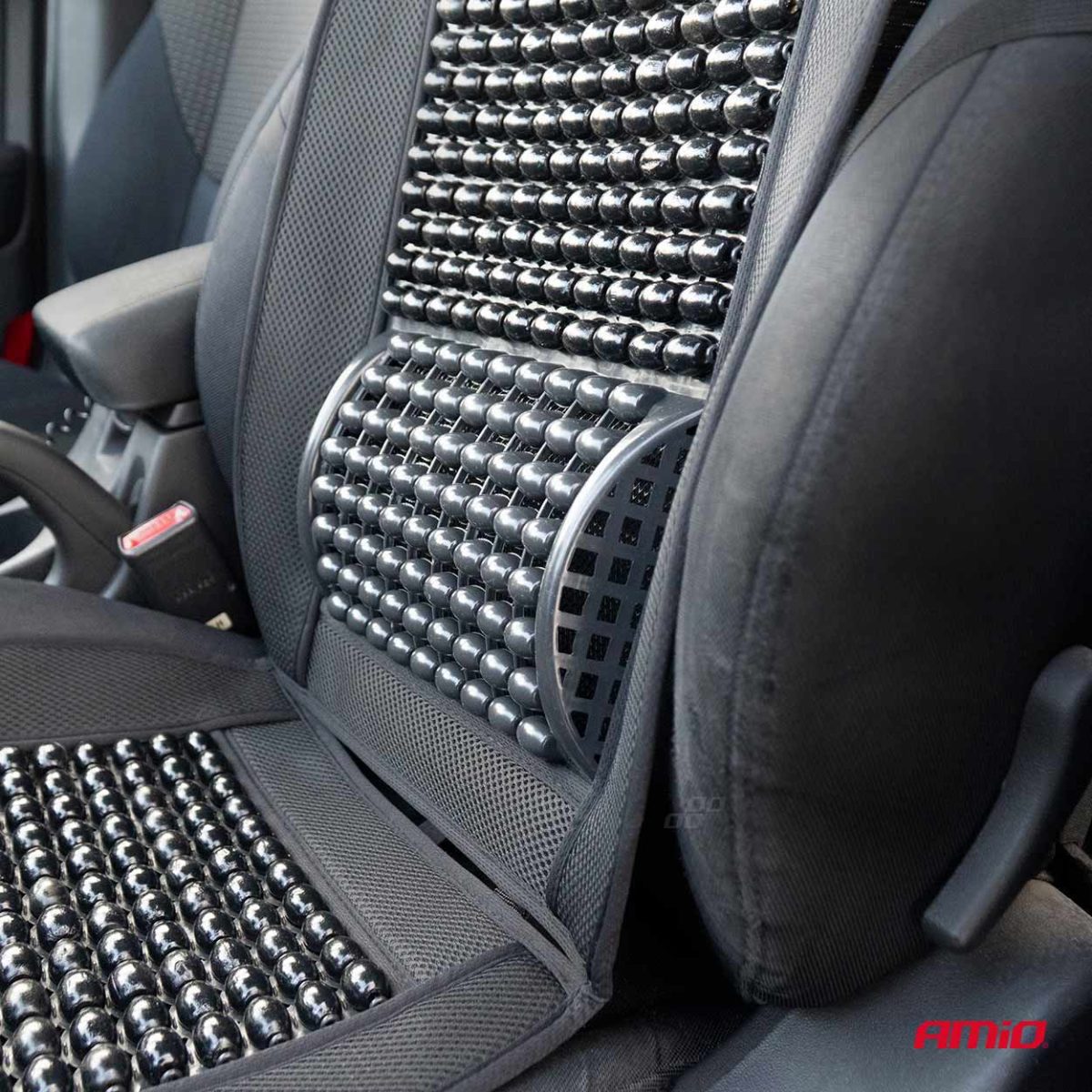 Husa Scaun Auto Cu Bile De Masaj Si Suport Lombar, Dimensiuni 97 X 44 Cm, Culoare Neagra