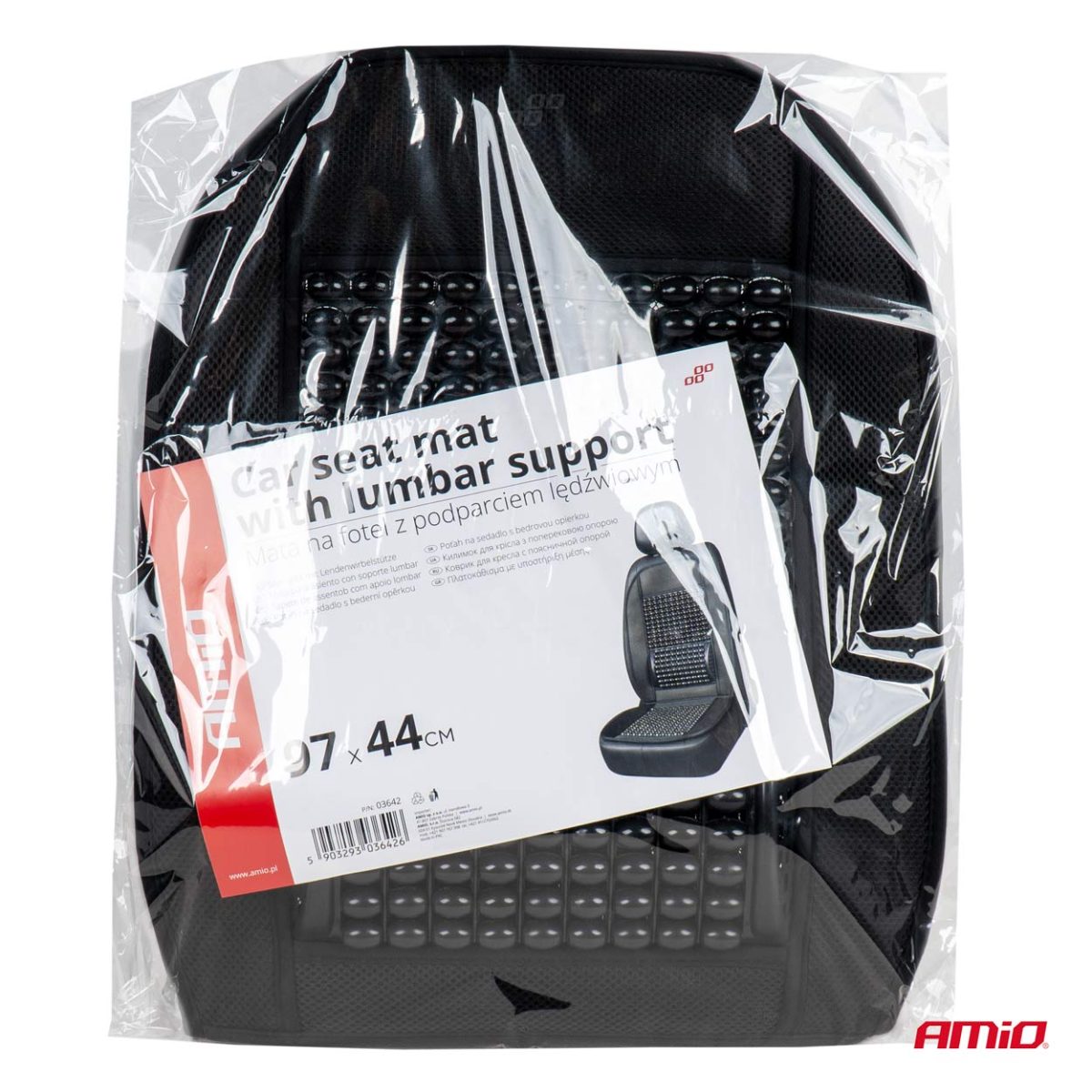 Husa Scaun Auto Cu Bile De Masaj Si Suport Lombar, Dimensiuni 97 X 44 Cm, Culoare Neagra