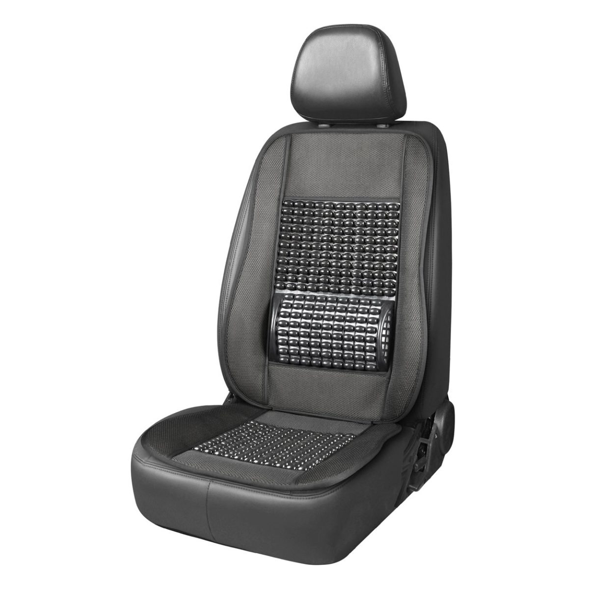 Husa Scaun Auto Cu Bile De Masaj Si Suport Lombar, Dimensiuni 110 X 46 Cm, Culoare Neagra