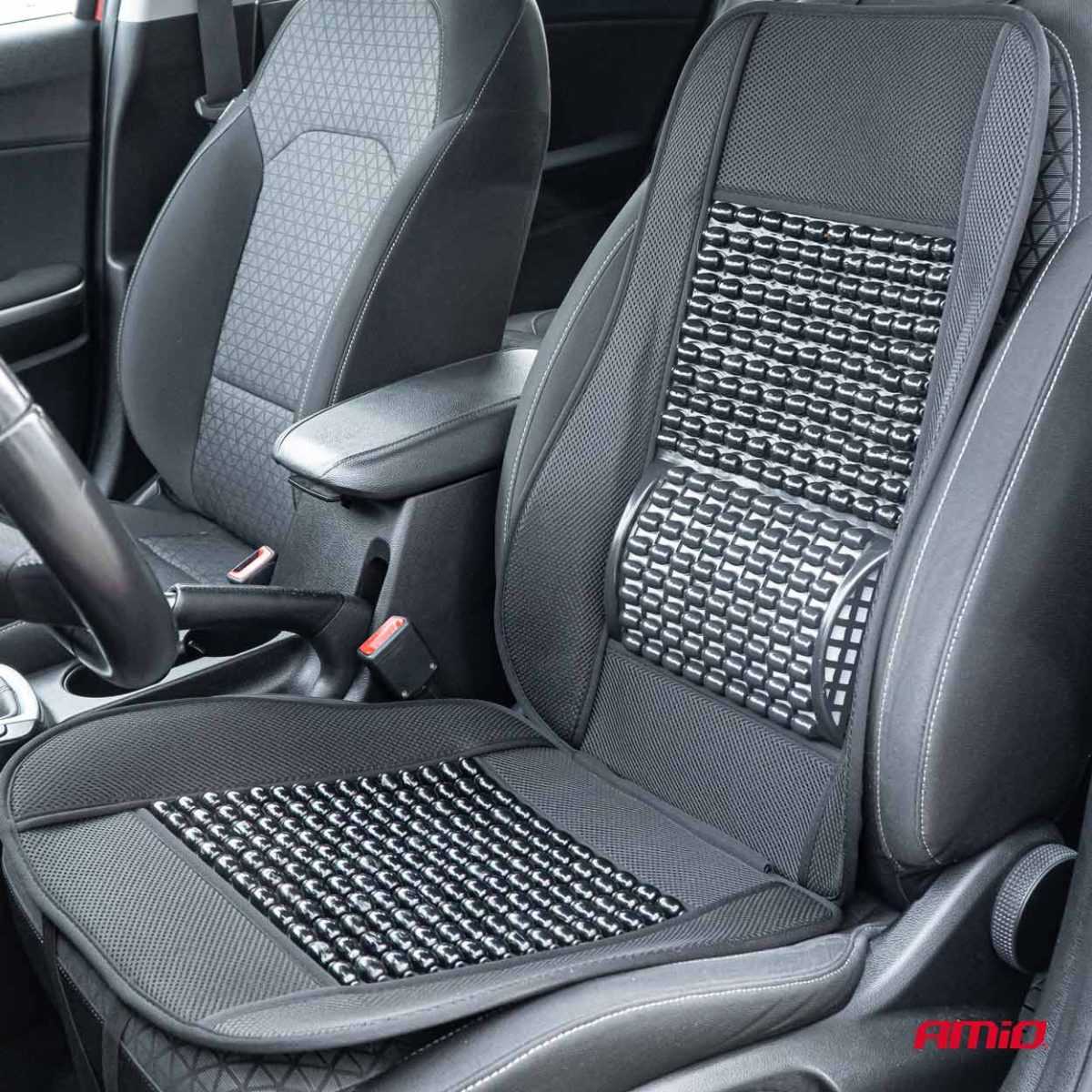 Husa Scaun Auto Cu Bile De Masaj Si Suport Lombar, Dimensiuni 110 X 46 Cm, Culoare Neagra