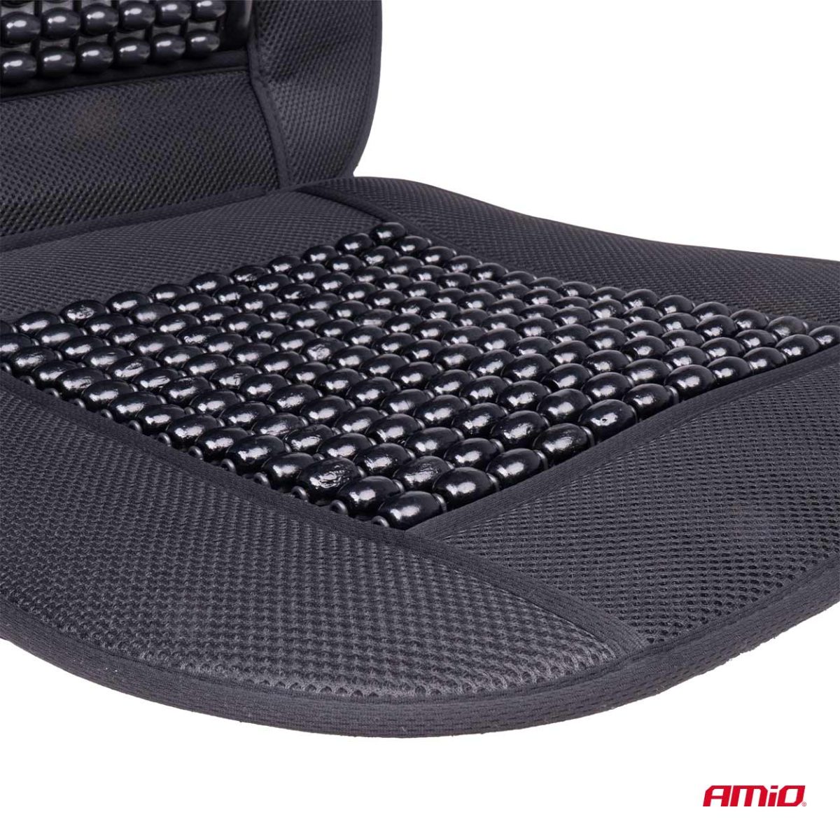 Husa Scaun Auto Cu Bile De Masaj Si Suport Lombar, Dimensiuni 110 X 46 Cm, Culoare Neagra