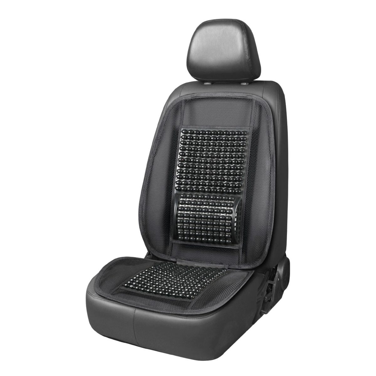 Husa Scaun Auto Cu Bile De Masaj Si Suport Lombar, Dimensiuni 98 X 49 Cm, Culoare Neagra