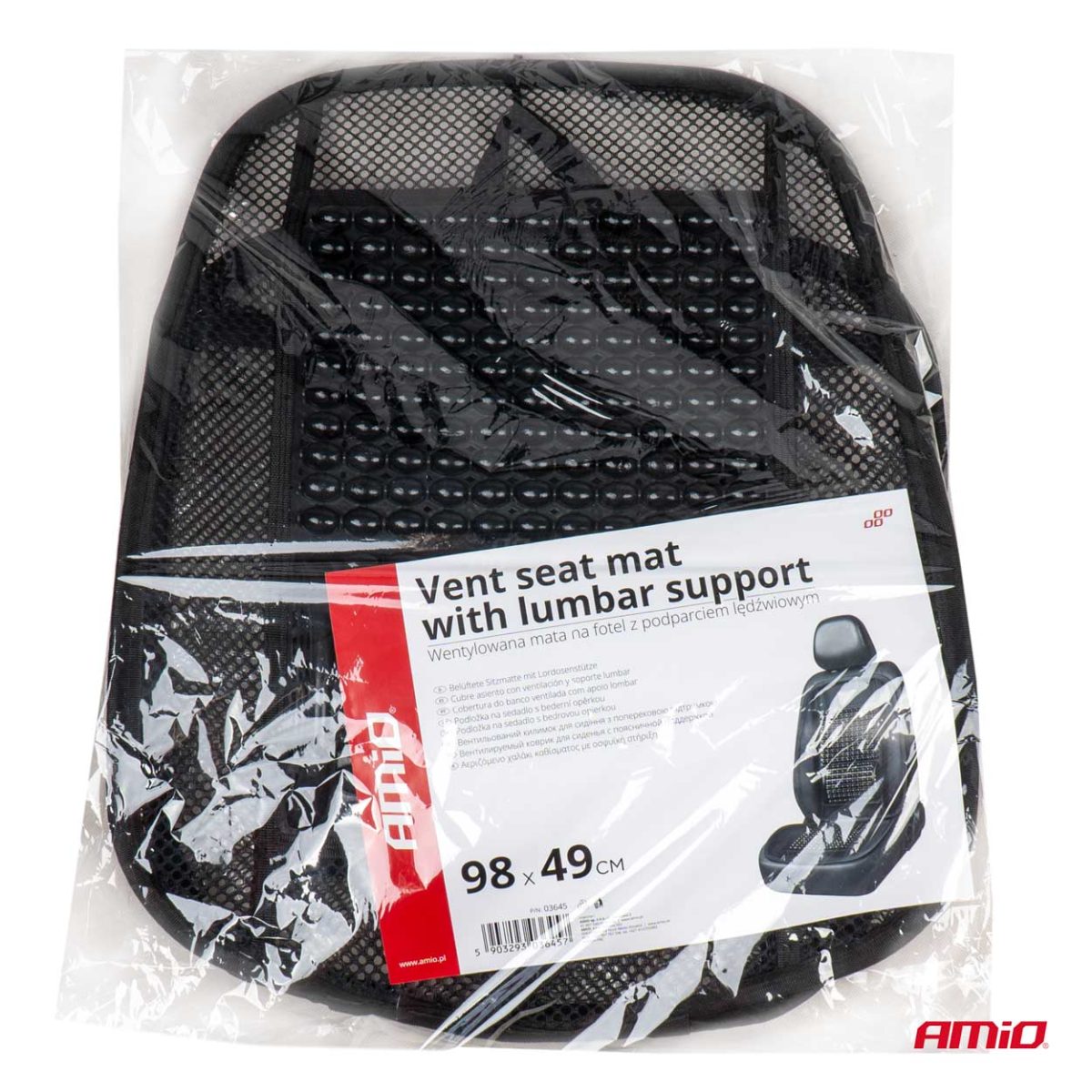 Husa Scaun Auto Cu Bile De Masaj Si Suport Lombar, Dimensiuni 98 X 49 Cm, Culoare Neagra