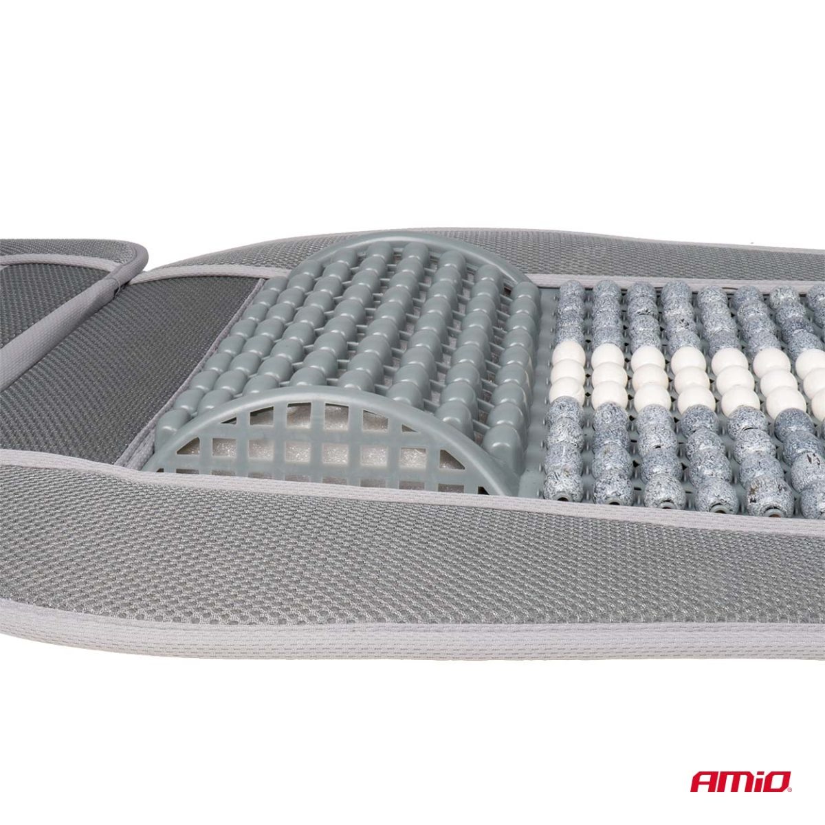 Husa Scaun Auto Cu Bile De Masaj, Suport Lombar Si Tetiera, Dimensiuni 131 X 46 Cm, Culoare Gri