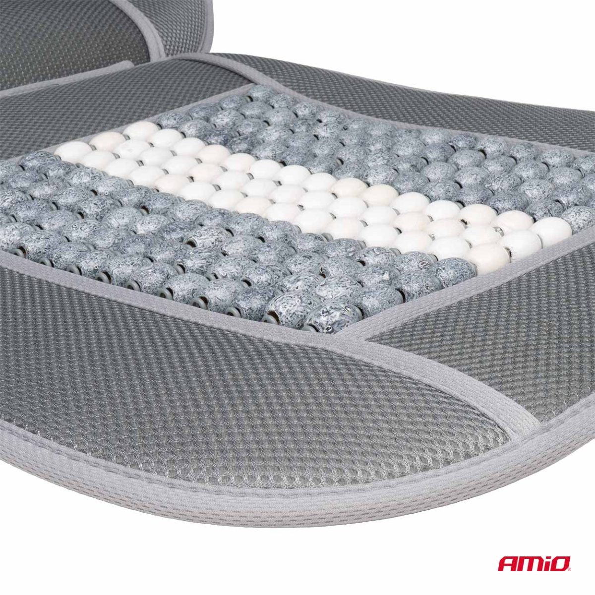 Husa Scaun Auto Cu Bile De Masaj, Suport Lombar Si Tetiera, Dimensiuni 131 X 46 Cm, Culoare Gri