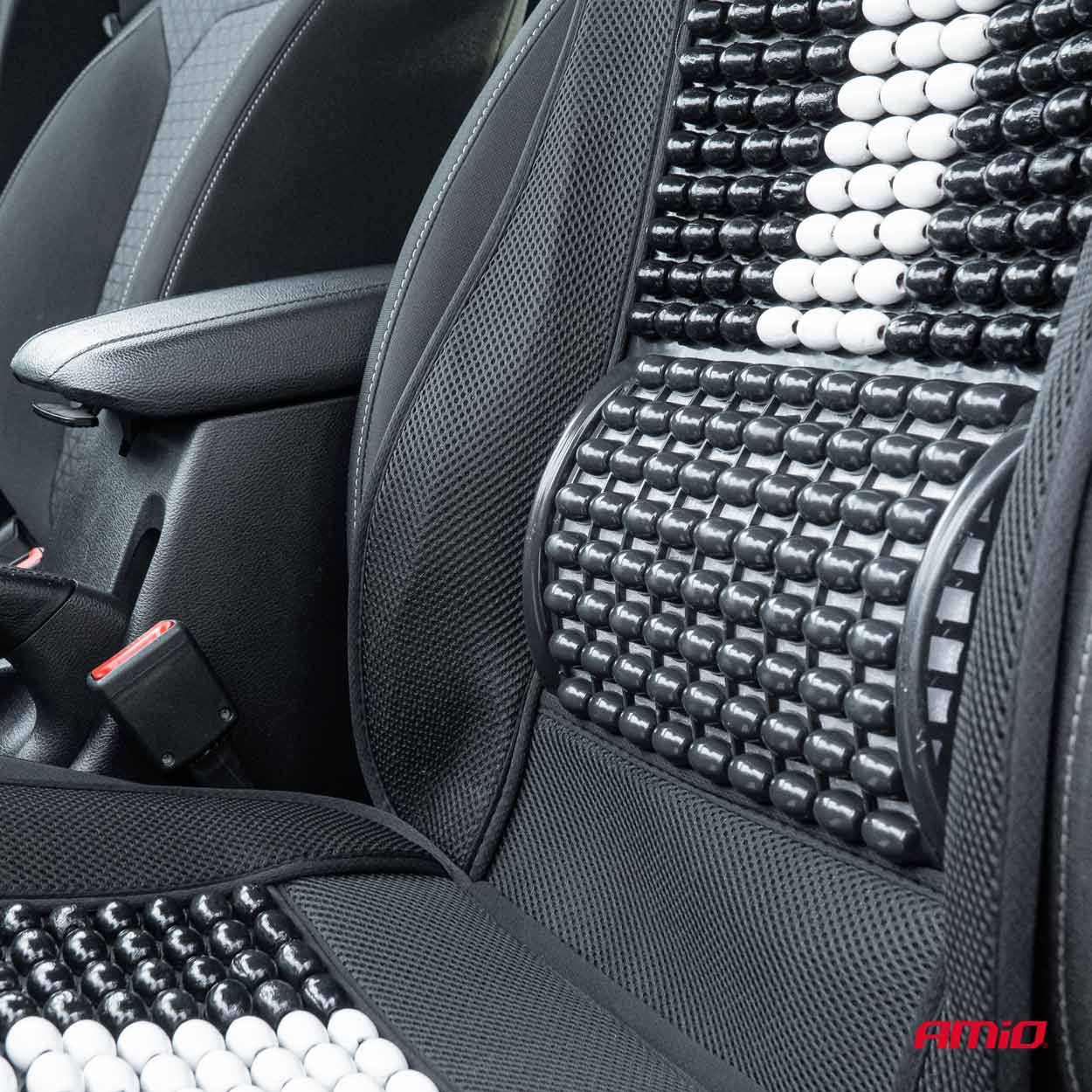 03648_03-3.jpg Husa scaun auto cu bile de masaj, suport lombar si tetiera, dimensiuni 131 x 46 cm, culoare Neagra - imagine 3