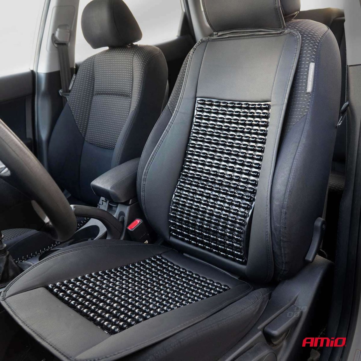 Husa Scaun Auto Cu Bile De Masaj, Suport Lombar Si Tetiera, Dimensiuni 147 X 68 Cm, Culoare Neagra
