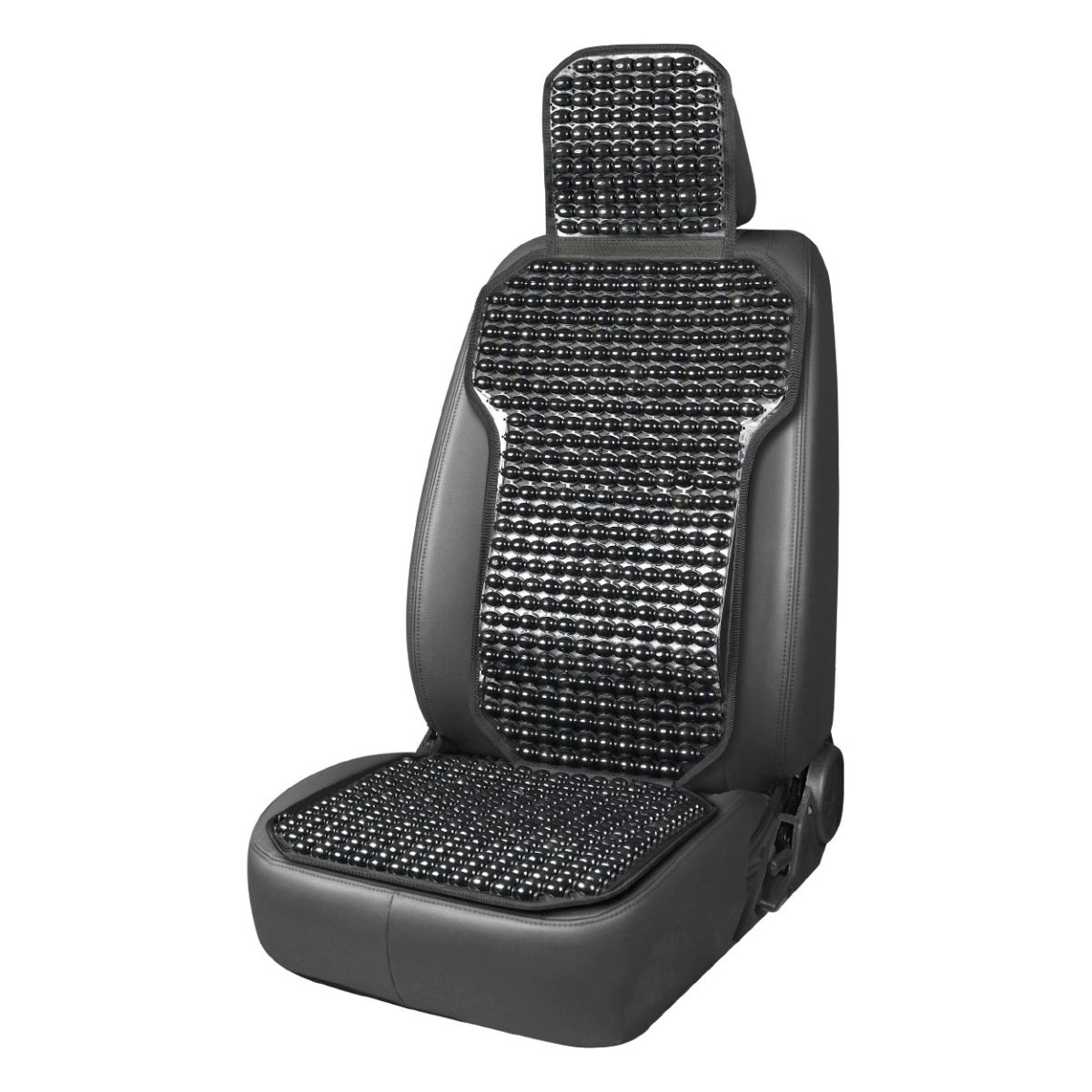Husa Scaun Auto Cu Bile De Masaj, Suport Lombar Si Tetiera, Dimensiuni 126 X 44 Cm, Culoare Neagra