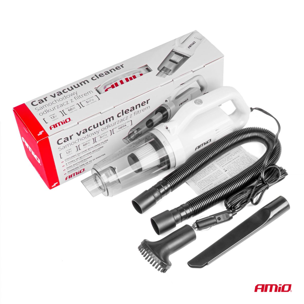 Aspirator Auto Premium, Fara Sac, Cu Filtru Hepa, Alimentare 12V, Putere 60W, Vacuum 5Kpa