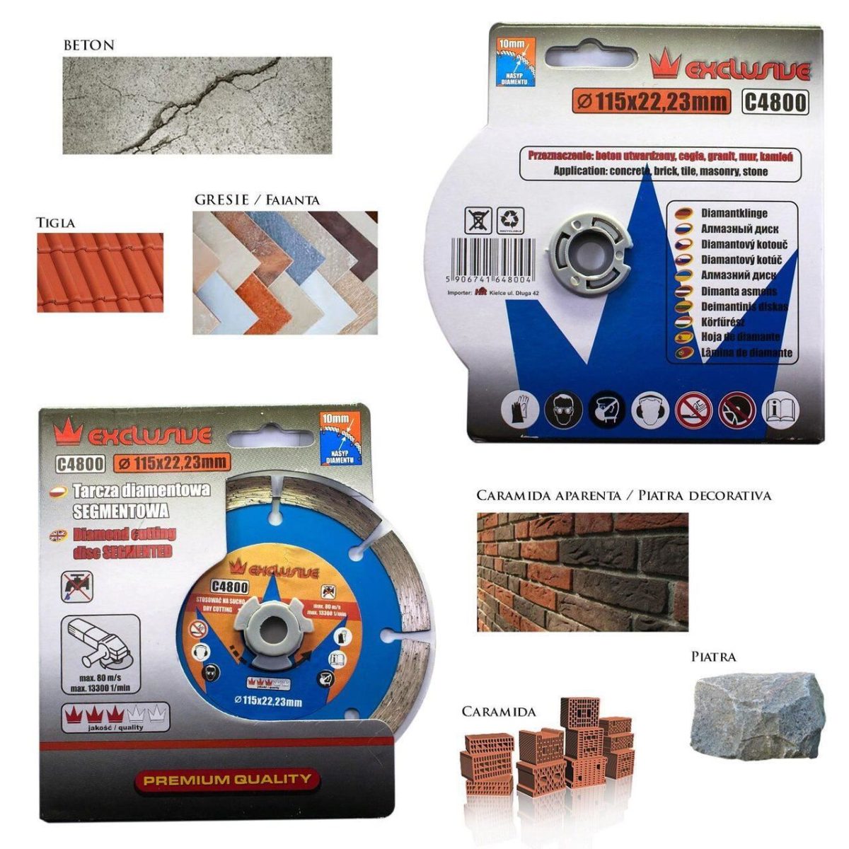 Disc Diamantat Segmentat, Beton, Taiere Uscata, 115 Mm/22.23 Mm, Richmann Exclusive