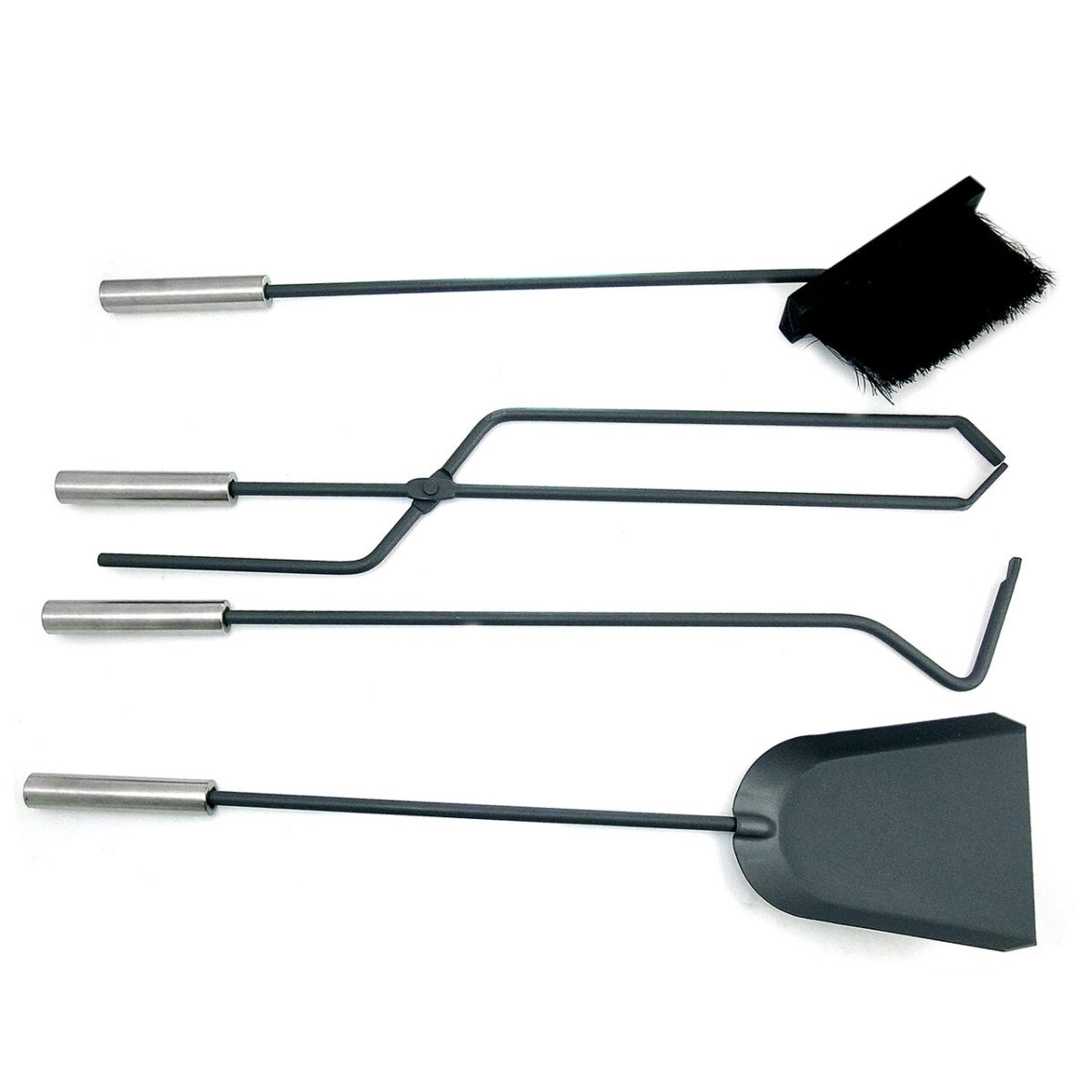 Set Accesorii Semineu, Suport Cu 4 Piese, Inox, 66 Cm