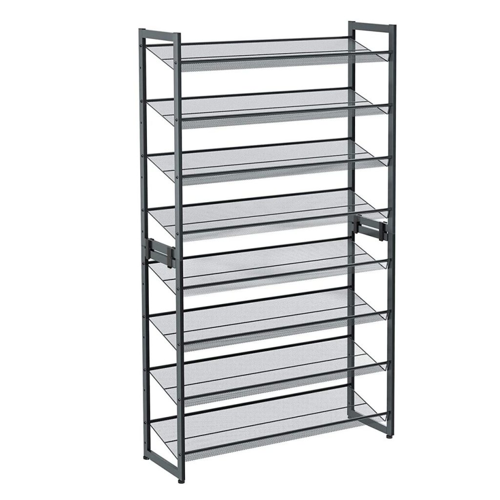 Suport depozitat incaltaminte 8 polite, metal, gri, 92.5x30.7x163.5 cm