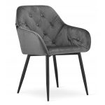 Set 2 scaune bucatarie/living, Artool, Forio, catifea, metal, gri si negru, 61x55.5x81 cm