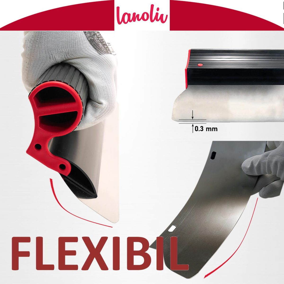 Set 3 Gletiere Profesionale, Inox, 40, 60, 80 Cm, Adaptor, Maner Prelungitor 0.73-1.2 M, Rola Gletuit, Lanoliv - Imagine 17