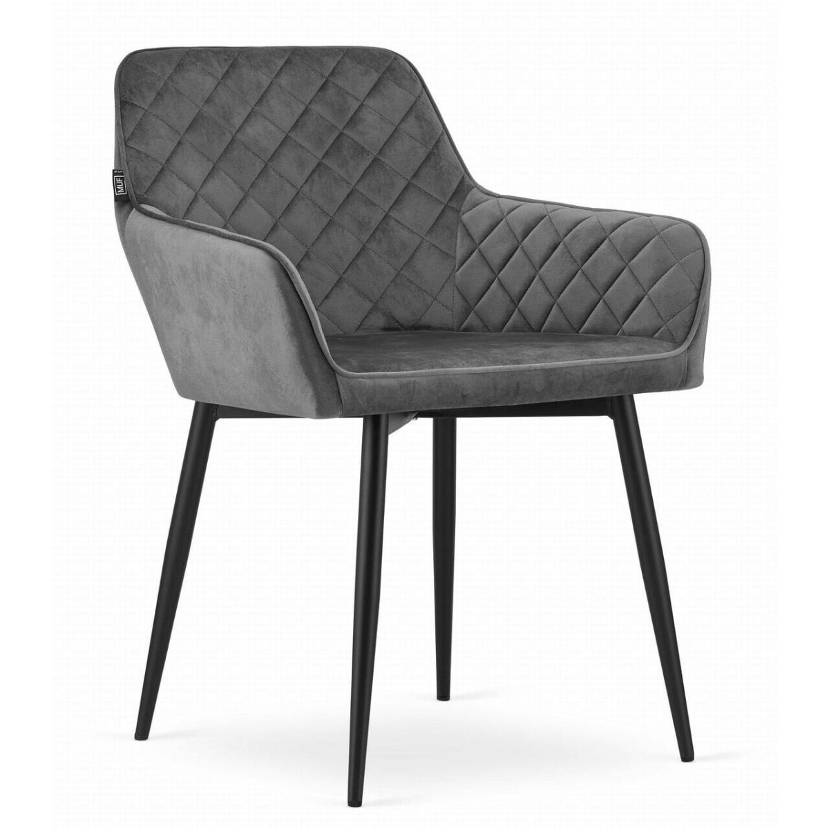 Set 2 Scaune Bucatarie/Living, Artool, Nola, Catifea, Metal, Gri Si Negru, 58X57X79 Cm