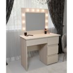 Masa de toaleta/machiaj, Irina, zebrano, cu oglinda si LED-uri, 94x43x141 cm