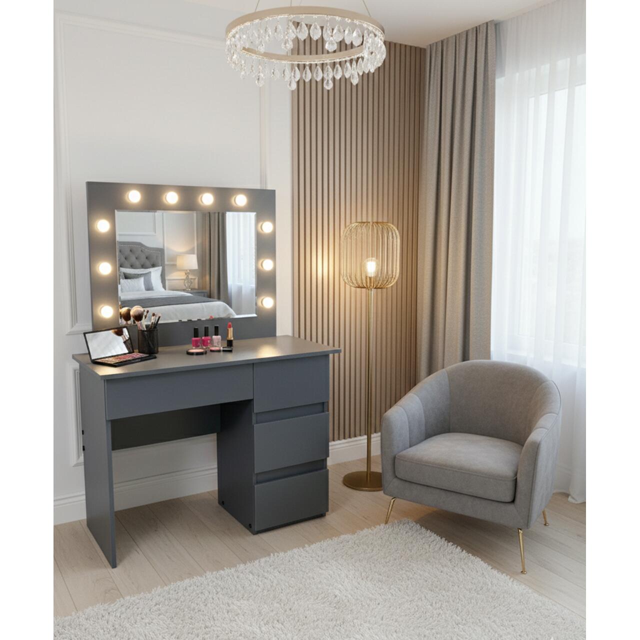 143745-antracit_square Masa de toaleta/machiaj, Irina, antracit, cu oglinda si LED-uri, 94x43x141 cm