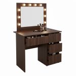 Masa de toaleta/machiaj, Irina, wenge, cu oglinda si LED-uri, 94x43x141 cm