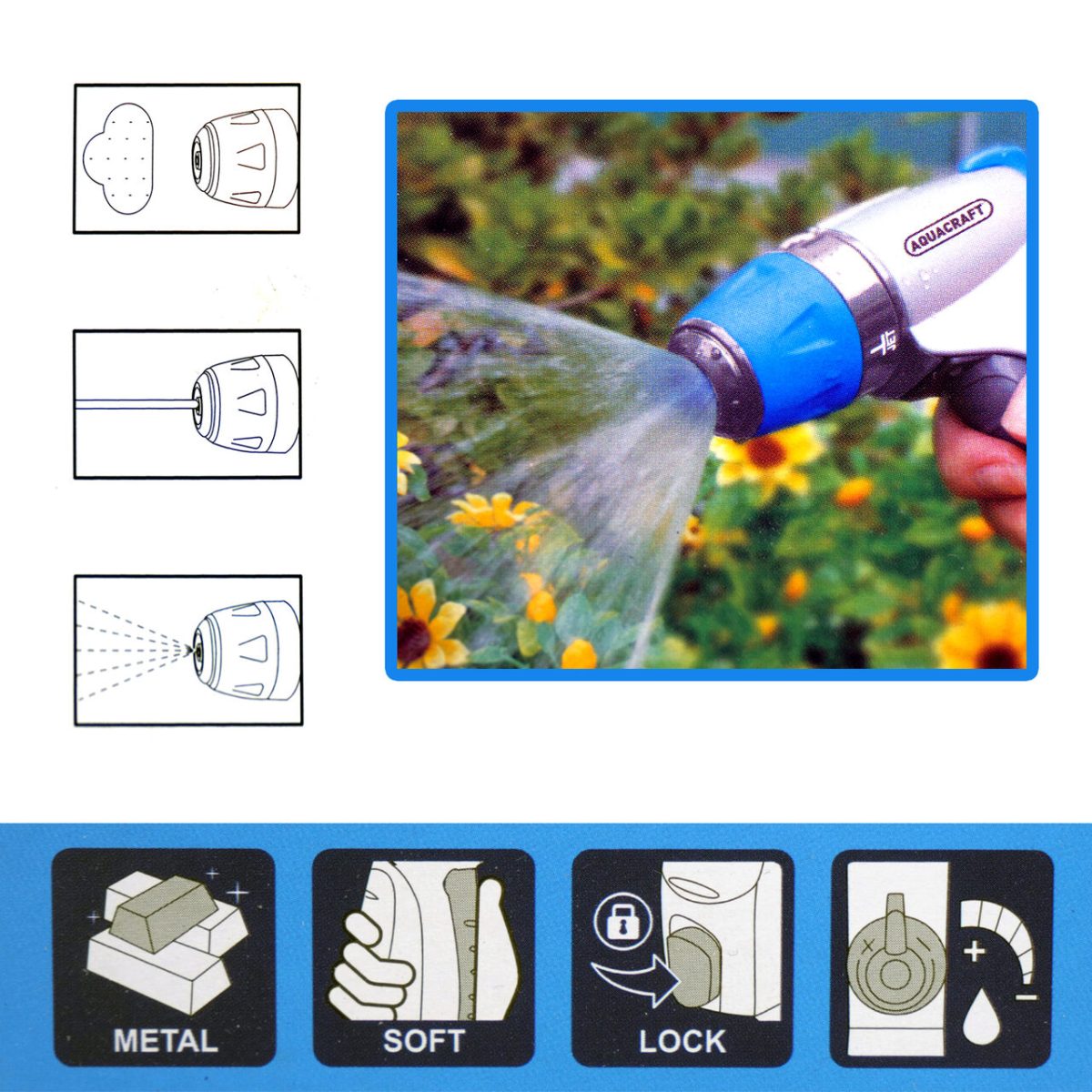 Pistol Stropit Gradina, 3 Moduri, Metalic, Aquacraft