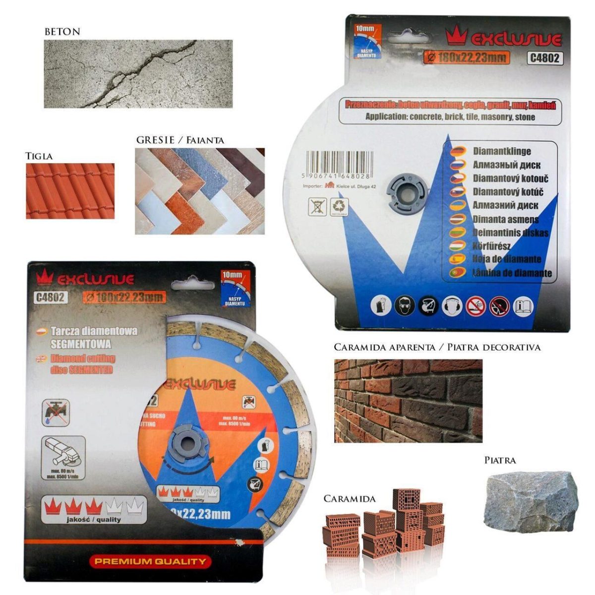 Disc Diamantat Segmentat, Beton, Taiere Uscata, 180 Mm/22.23 Mm, Richmann
