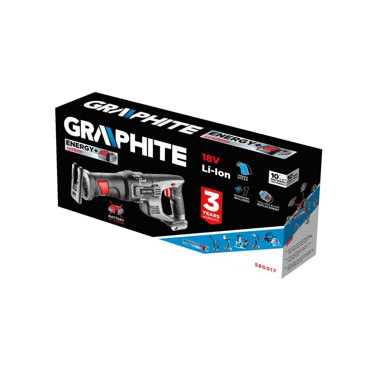 Fierastrau Tip Sabie, 18V Li-Ion (Acumulator Neinclus), 22 Mm, Graphite Energy