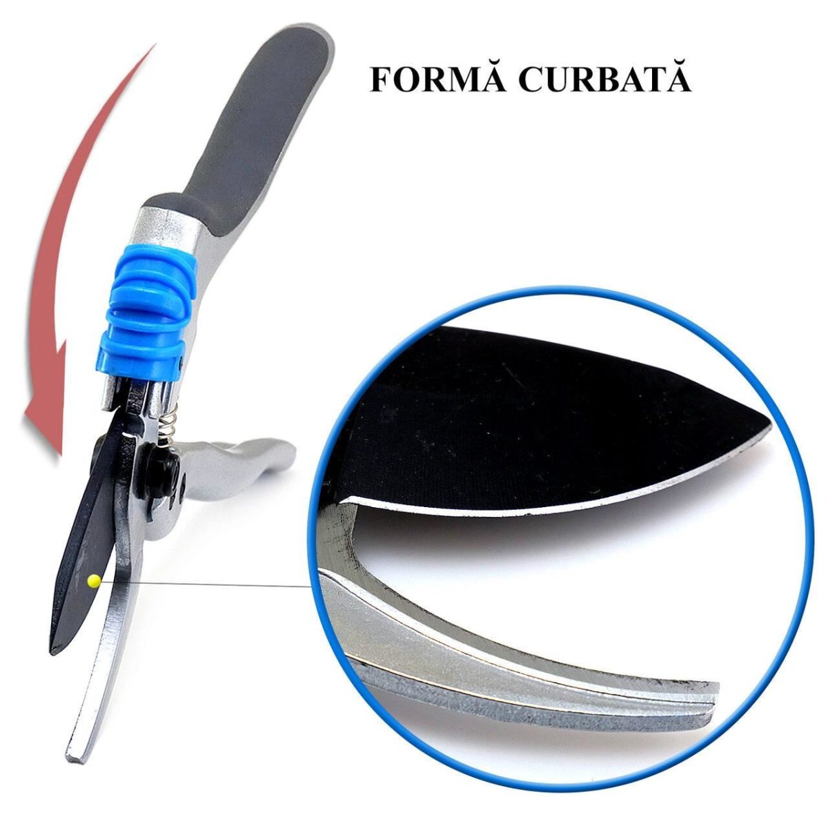 Foarfeca Gradina, Tip Bypass, Curbata, Pentru Trandafiri, Pomi, Vita De Vie, 25.3 Cm, Aquacraft