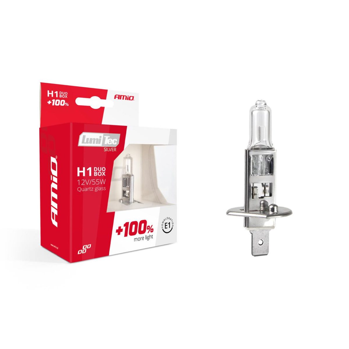 Set Becuri Cu Halogen H1 12V 55W Lumitec Silver + 100% Duo Box