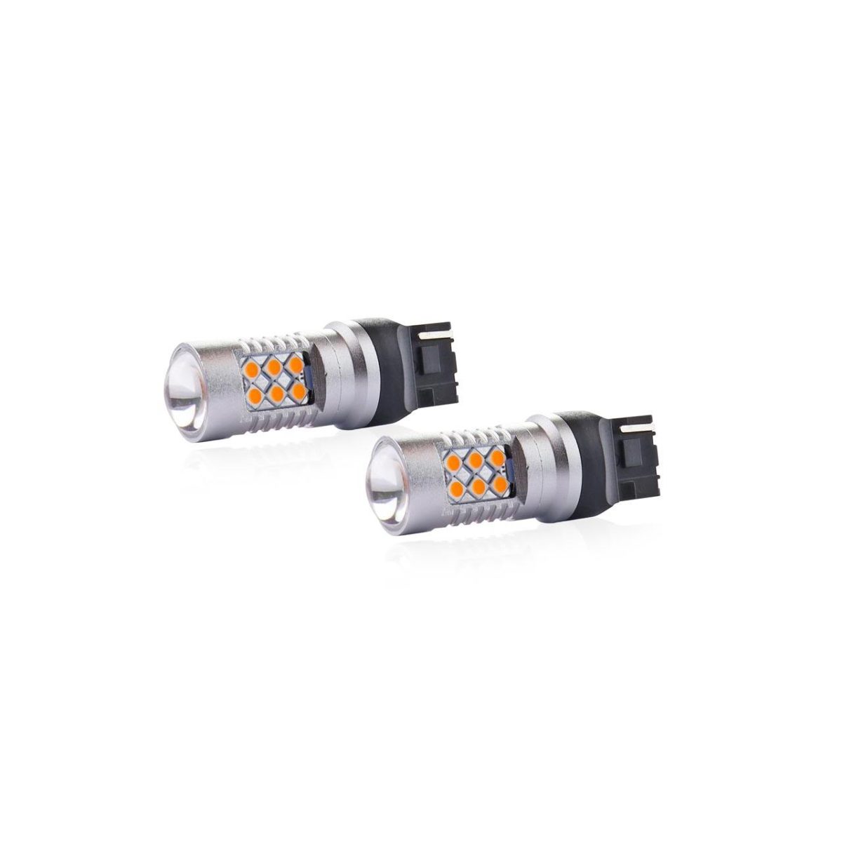 Set Becuri Auto Cu Led Canbus Compatibil W21W T20 24 Smd 6.2W Orange 12/24V, Destinat Competitiilor Auto Sau Off-Road