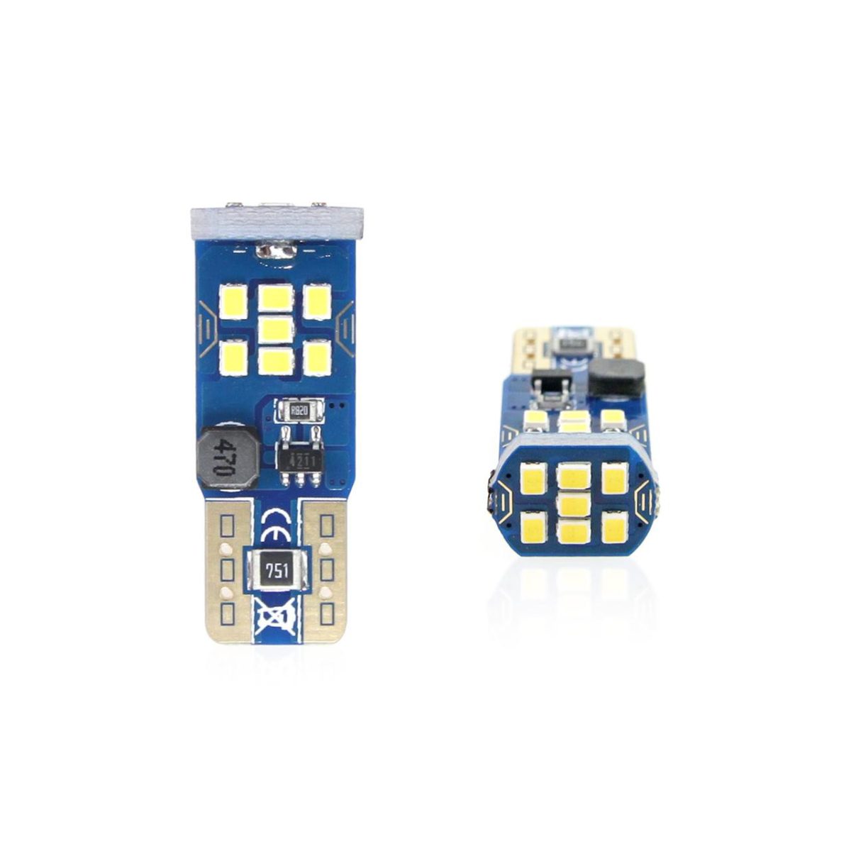 Set Becuri Auto Cu Led Canbus Ultrabright Compatibil T10 W5W 21 Smd Alb 12V/24V, Destinat Competitiilor Auto Sau Off-Road