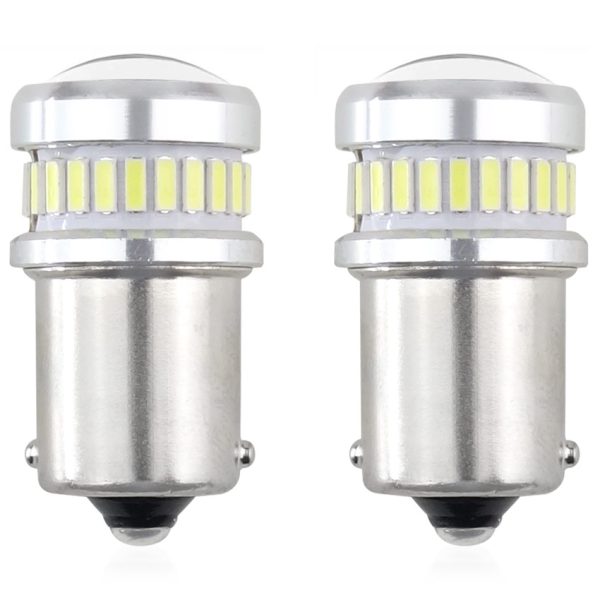 Set becuri auto cu LED CANBUS compatibil P21 R5W/R10W 30 SMD Alb 12V/24V, destinat competitiilor auto sau off-road