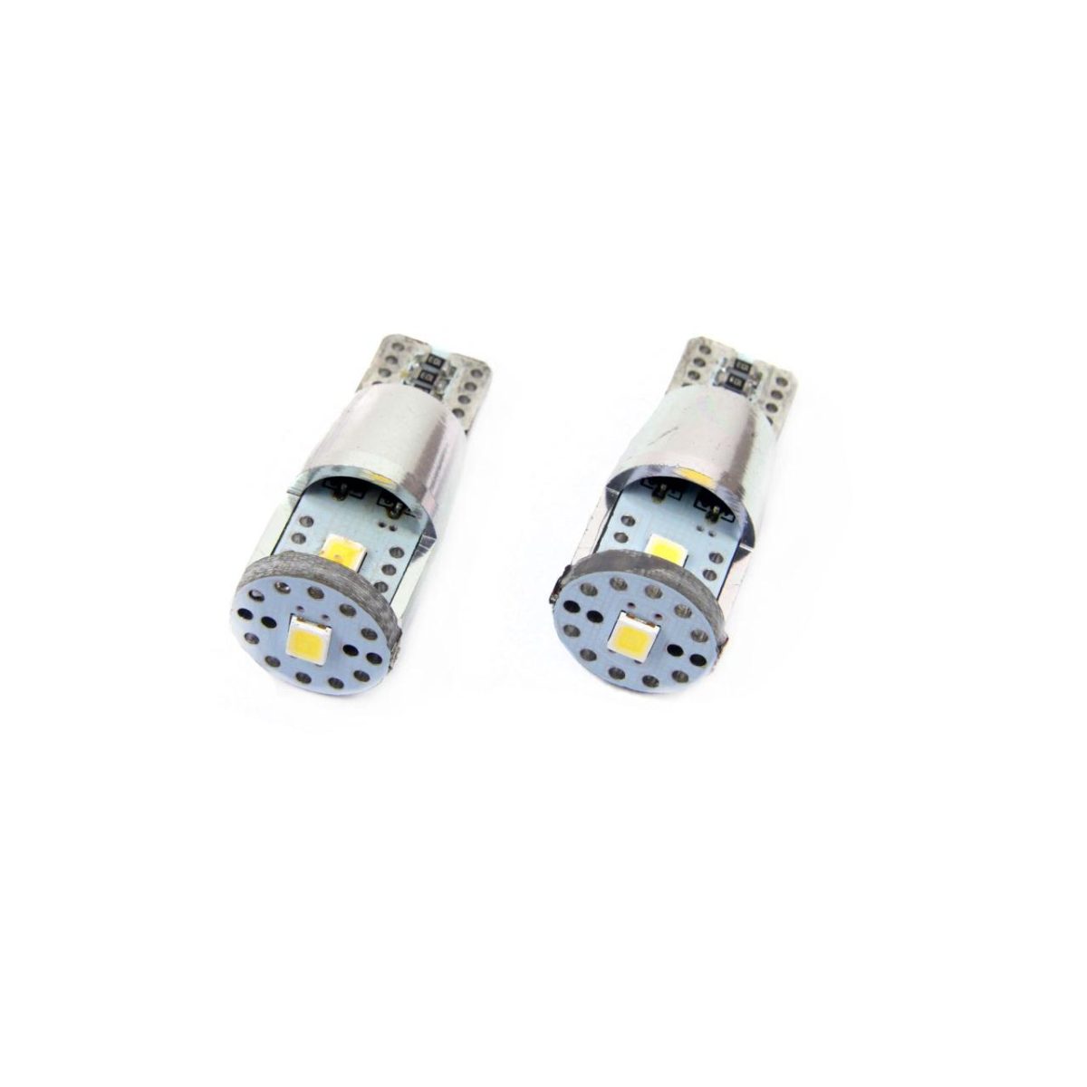 Set Becuri Auto Cu Led Canbus Compatibil T10E W5W 3 Smd Alu Alb 12V/24V, Destinat Competitiilor Auto Sau Off-Road