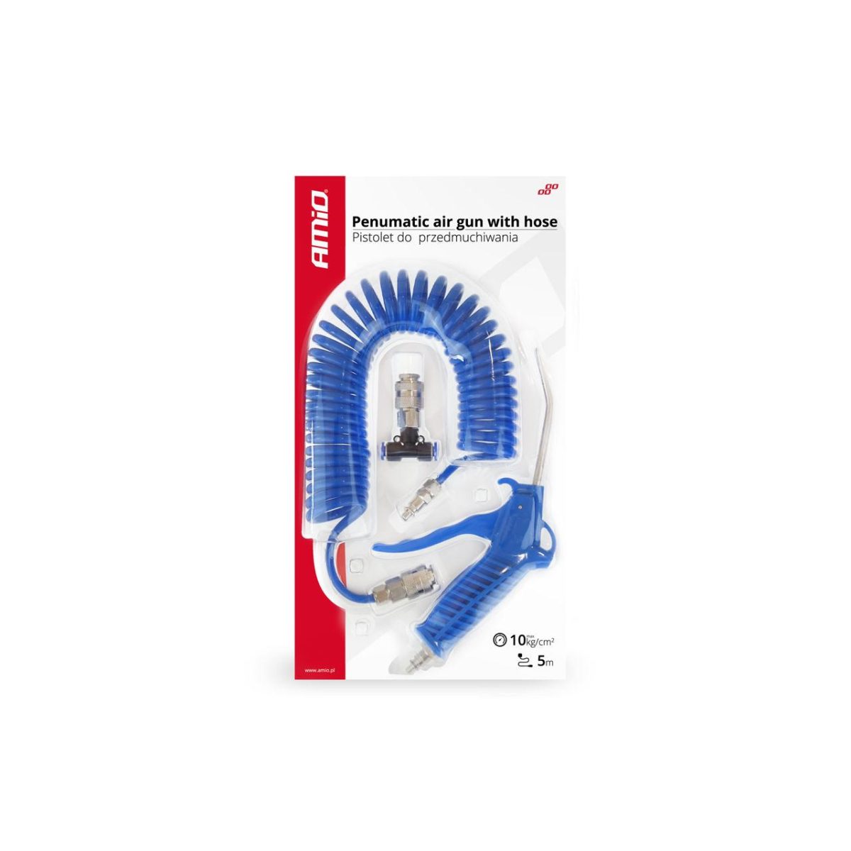 Set De Suflat Cu Pistol, Furtun Spiralat, Cuplaje, 10Atm