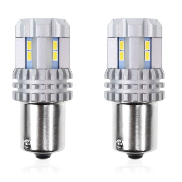 Set becuri auto cu LED CANBUS compatibil P21 R5W/R10W 22 SMD Alb 12V/24V, destinat competitiilor auto sau off-road